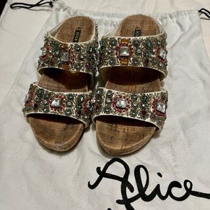 Alice & Olivia jeweled platform Birkenstocks in size 7.5